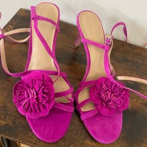 Ann Taylor Fuchsia Heels with Floral Detail